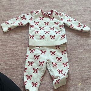 GAP Kids sweater and pants Set with Red Bow Design